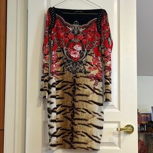 Roberto Cavalli Red and Black Bodycon Dress